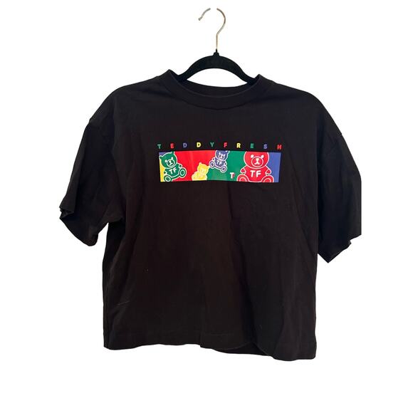 Teddy Fresh Tops - Teddy Fresh black cropped graphic tee, Size M